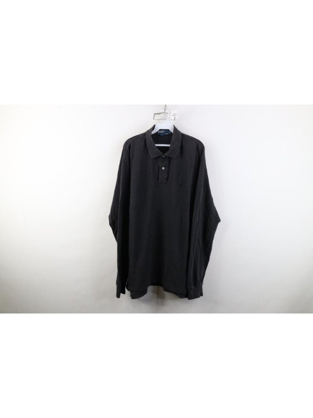 Vintage 90s Ralph Lauren Mens XL Faded Cotton Knit Long Sleeve Rugby Polo Gray